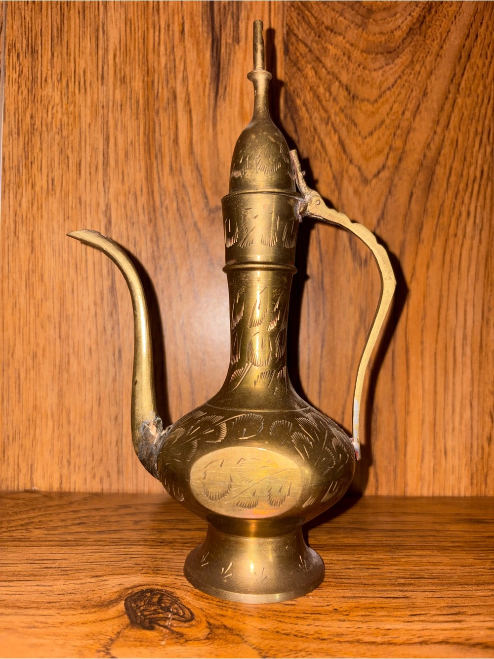 Decorative Antique Brass Etched Pitcher